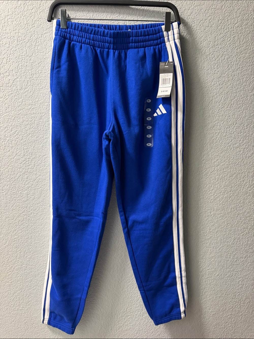 adidas boys Royal Blue Joggers with White Side Stripes 18-20 XL